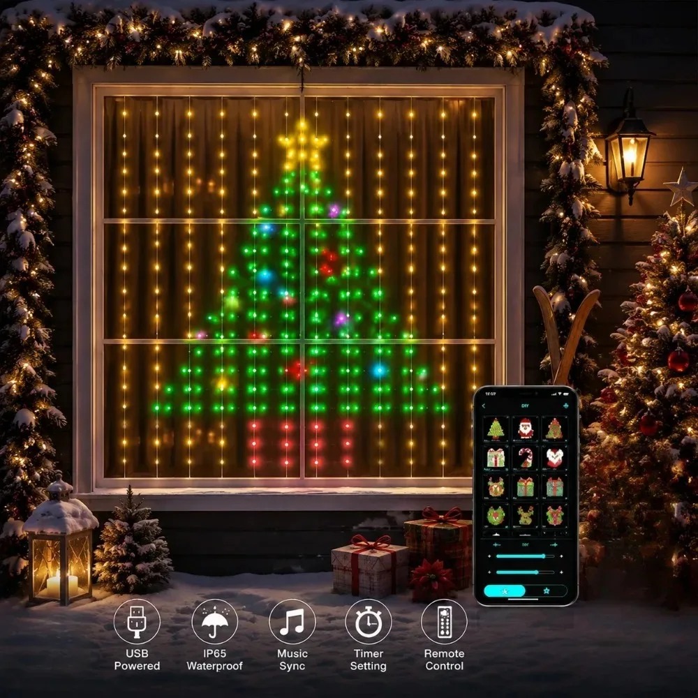 LED Christmas Curtain Lights C - Lighting Christmas Decor review and price