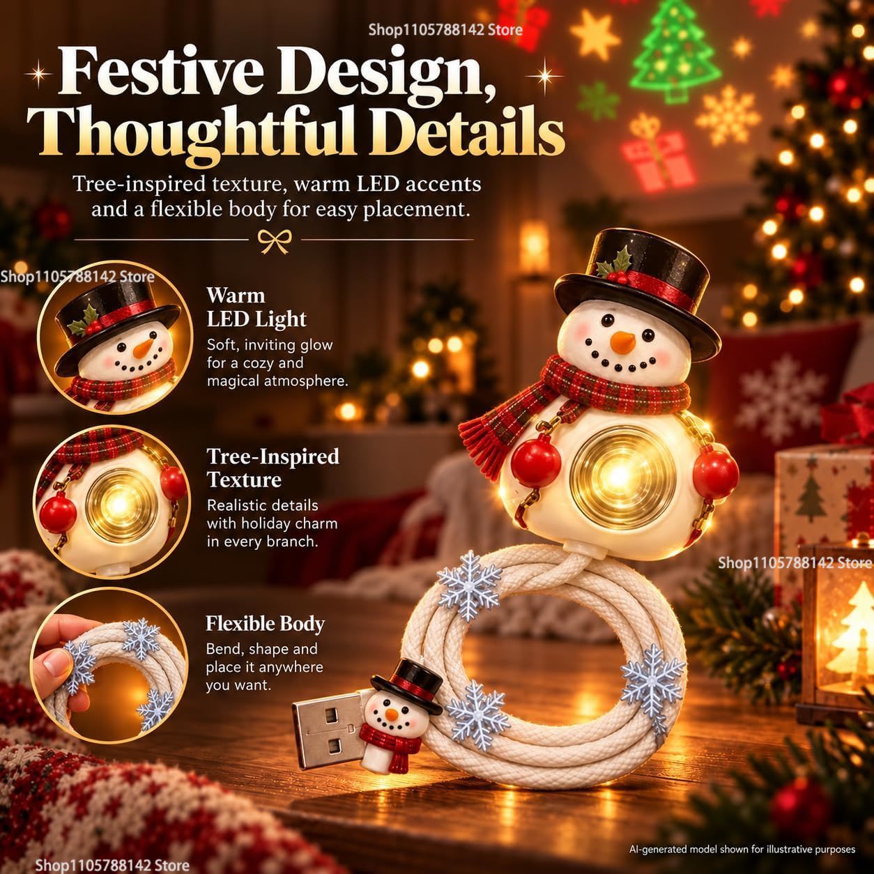 Christmas Snowman USB Christma - Lighting Christmas Decor review and price